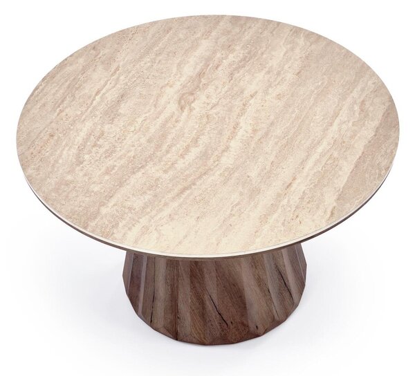 Măsuță de cafea Houston 2221, Nuc închis, Travertin ușor, MDF, 47cm, 26 kg