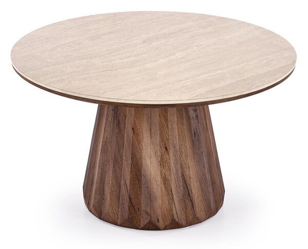 Măsuță de cafea Houston 2221, Nuc închis, Travertin ușor, MDF, 47cm, 26 kg