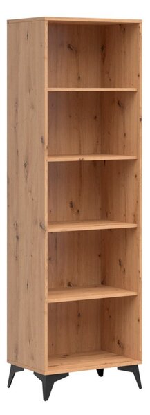 Raft Ludale 115, Stejar artizan, Negru, PAL laminat, 197x60x41cm, 37 kg