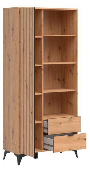 Raft Ludale 116, Stejar artizan, Negru, PAL laminat, 132x90x41cm, 68 kg