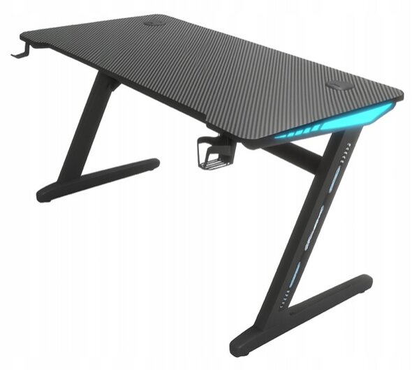 Masă de jocuri cu RGB LED backlight negru Lățime: 60 cm | Lungime: 140 cm
