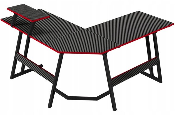 Birou de gaming de colț BG02 - negru cu raft pentru monitor