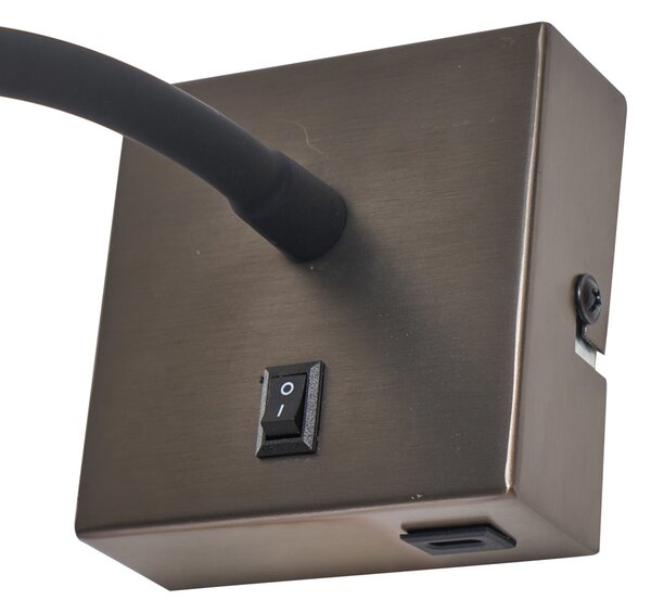 Lampă de perete modernă gunmetal cu port USB-C - Gosna