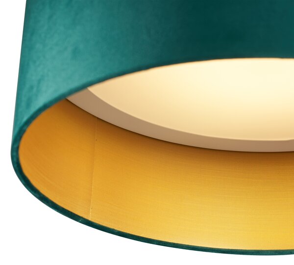 Plafonieră modernă verde catifea 40cm incl. LED cu 3 trepte de intensitate luminoasă - Sue