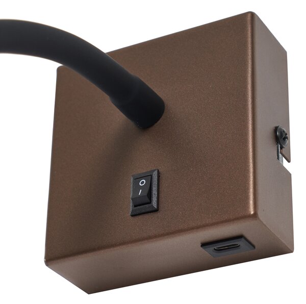 Lampă de perete modernă bronz cu port USB-C - Gosna
