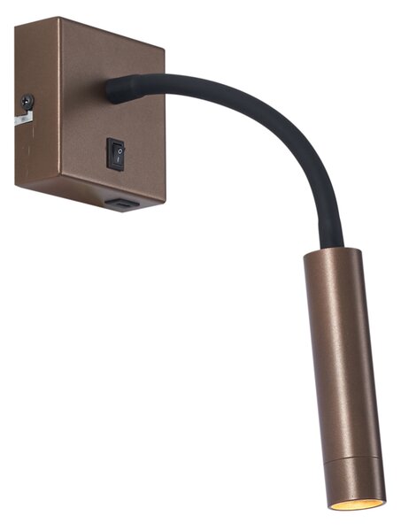 Lampă de perete modernă bronz cu port USB-C - Gosna
