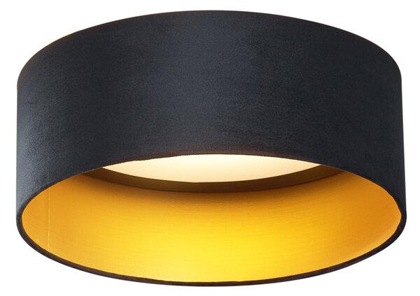 Plafonieră modernă neagră din catifea 40cm incl. LED cu 3 trepte de intensitate luminoasă - Sue
