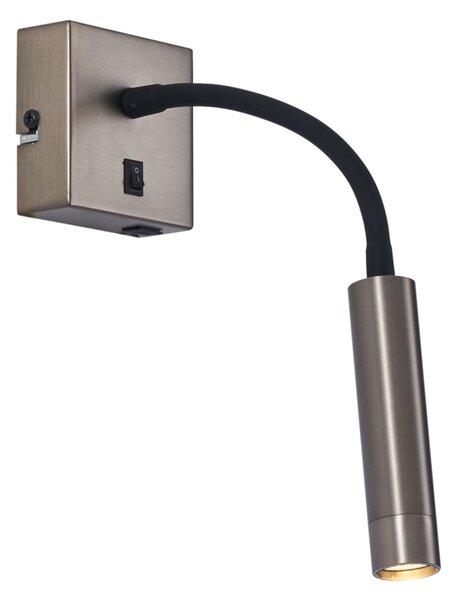 Lampă de perete modernă gunmetal cu port USB-C - Gosna