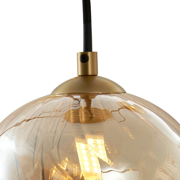 Lampă suspendată Art Deco aurie cu sticlă ambră - Jia