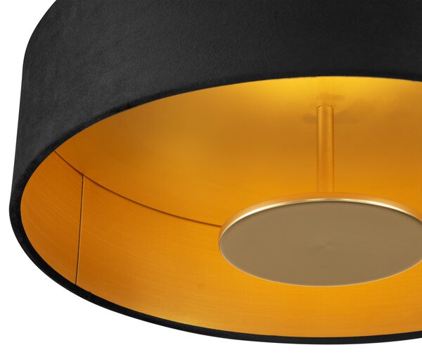 Plafonieră modernă neagră din catifea, inclusiv LED, cu 3 trepte de intensitate luminoasă - Bredow