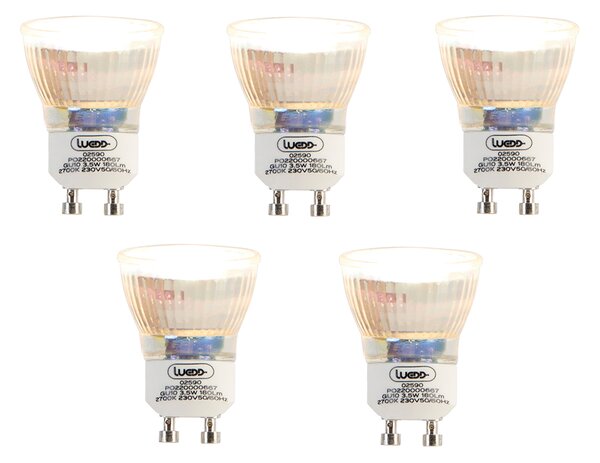 Set de 5 becuri LED GU10 35mm 3.5W 180 lm 2700K