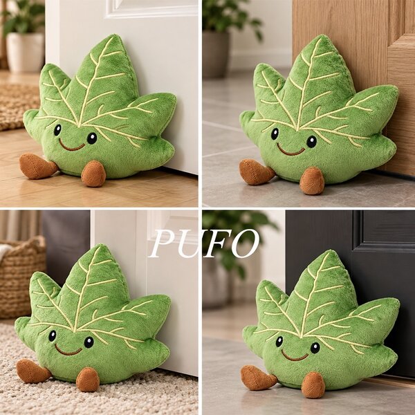 Opritor decorativ pentru usa in forma de frunza, accesoriu practic pentru protectia usilor si peretilor, ideal pentru casa, birou, dormitor sau camera copiilor, verde