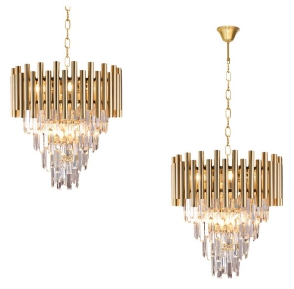 Lustră de cristal pe lanț MADISON 9xE14/40W/230V aurie