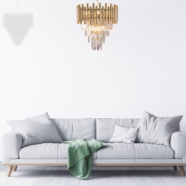 Lustră de cristal pe lanț MADISON 9xE14/40W/230V aurie