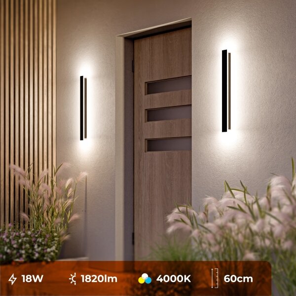 Corp de iluminat de perete pentru exterior LED/18W/230V 60 cm IP65 negru