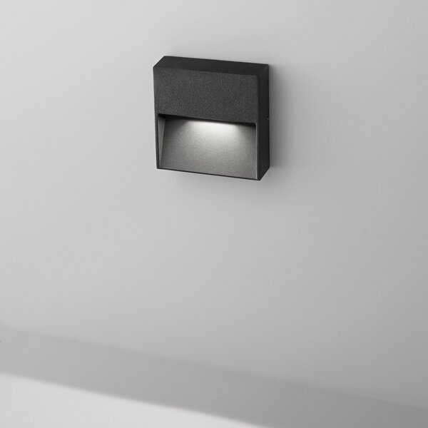 Egger Licht EGG DLS Lampă de perete pentru exterior Vigo Q negru 11x11 cm aluminiu 3.000 K, Negru, Hol, Aluminiu, Modern, Soclu de perete jos