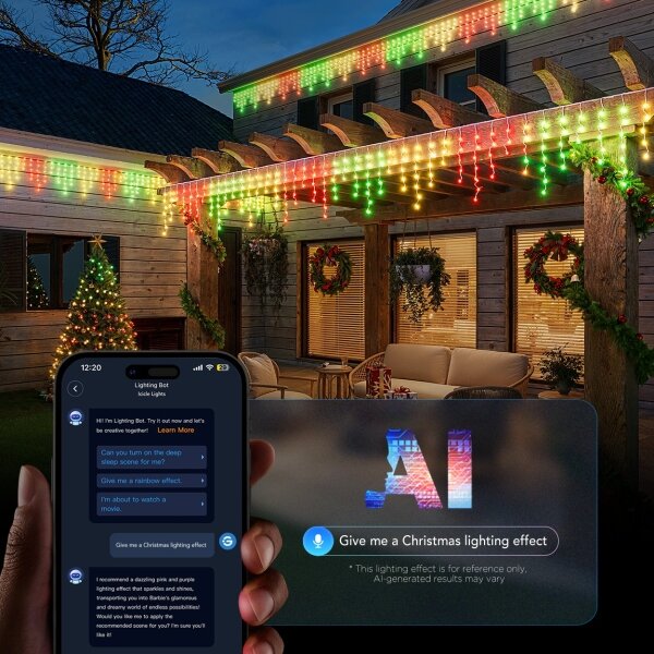 Govee - LED RGBIC Ghirlandă cu țurțuri pentru exterior 10m Wi-Fi Matter IP65