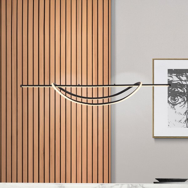 Milagro Lighting Lampă suspendată LED Ambar, metal, negru, 4.000 K, Negru, Camera de zi / sufragerie, Metal, Modern