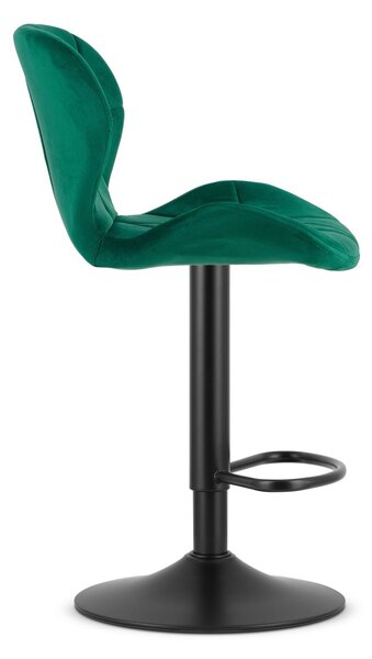 Scaun de bar verde WEST VELVET cu picior negru