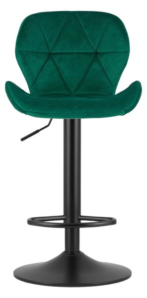 Scaun de bar verde WEST VELVET cu picior negru
