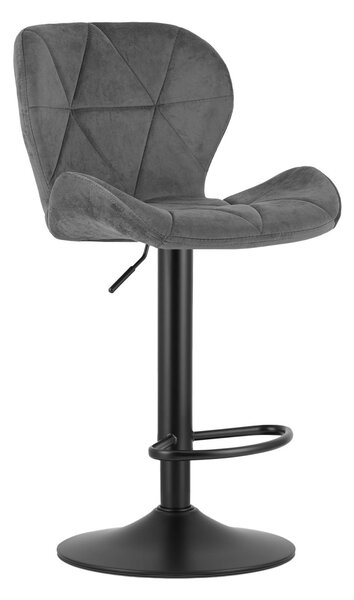 Scaun de bar gri WEST VELVET cu picior negru