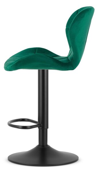 Scaun de bar verde WEST VELVET cu picior negru
