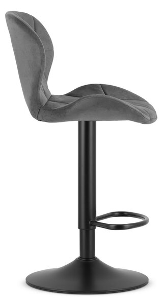 Scaun de bar gri WEST VELVET cu picior negru