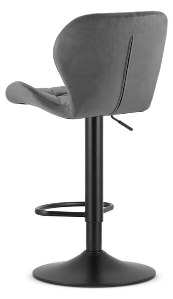Scaun de bar gri WEST VELVET cu picior negru