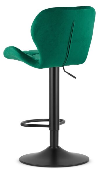 Scaun de bar verde WEST VELVET cu picior negru
