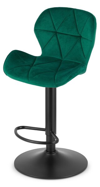 Scaun de bar verde WEST VELVET cu picior negru