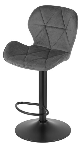 Scaun de bar gri WEST VELVET cu picior negru