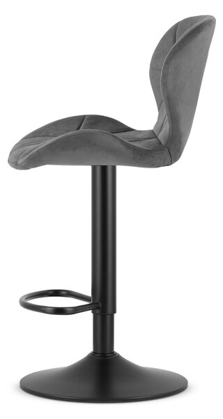 Scaun de bar gri WEST VELVET cu picior negru