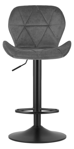 Scaun de bar gri WEST VELVET cu picior negru