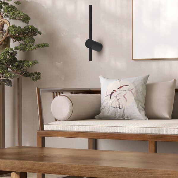 Milagro Lighting Aplică de perete LED Swing, înălțime 30 cm, CCT, metal, negru, Negru, Camera de zi / sufragerie, Metal, Modern