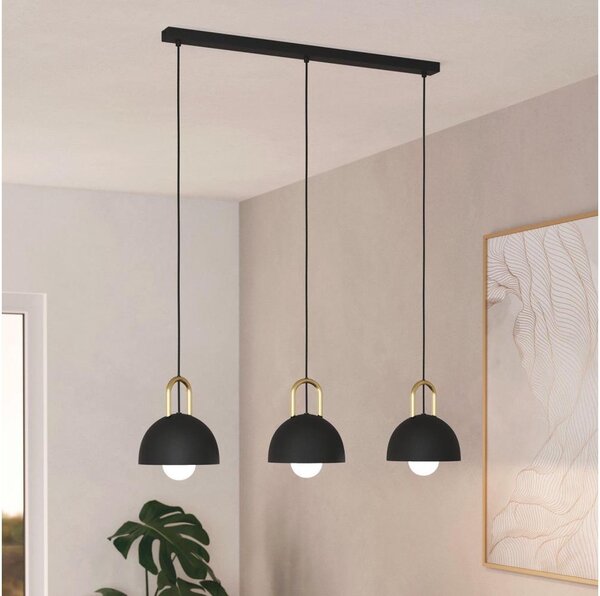 Lustră pe cablu CALMANERA 3xE27/40W/230V neagră Eglo 99694
