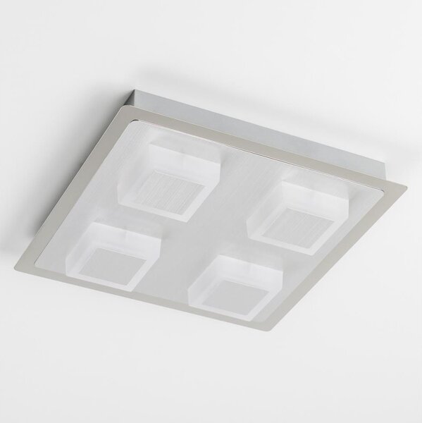 Plafonieră LED 4x5W, 230V, 3000K, 28x28 cm, crom mat