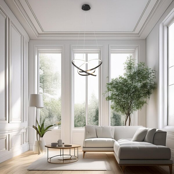 Milagro Lighting Lampă suspendată LED Empoli, metal, negru, 4.000 K, Negru, Camera de zi / sufragerie, Metal, Modern