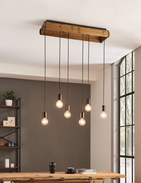 Eglo 43592 - Lustră pe cablu WOOTTON 6xE27/40W/230V
