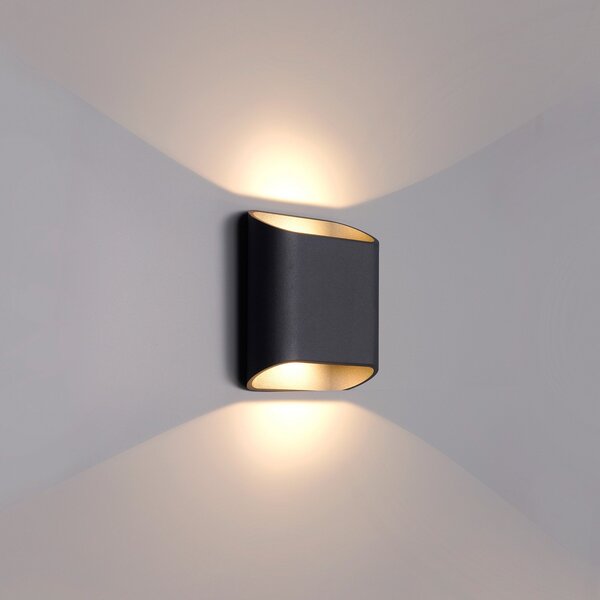 LCD LED lampă de perete pentru exterior, grafit, sus & jos, CCT, dimabil, aluminiu, reglabil, Negru, Aluminiu, Modern