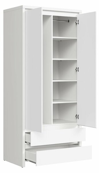 Dulap Nolroma 117, Alb, 201x90x56cm, 72.4 kg, Uși dulap: Cu balamale