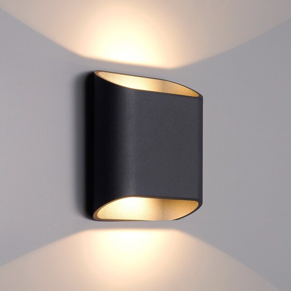 LCD LED lampă de perete pentru exterior, grafit, sus & jos, CCT, dimabil, aluminiu, reglabil, Negru, Aluminiu, Modern
