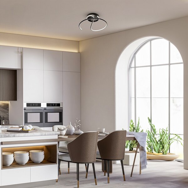 Milagro Lighting Plachetă LED Delta, metal, negru, 4.000 K, Negru, Camera de zi / sufragerie, Metal, Modern