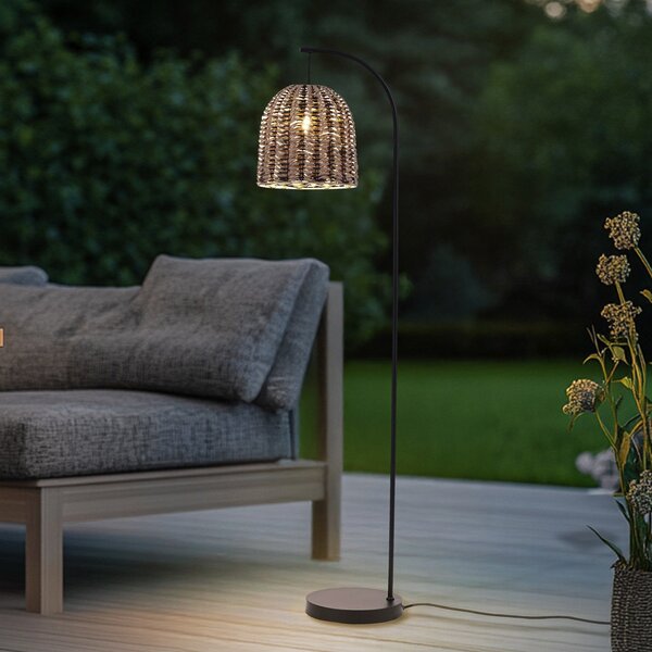 Lindby Lampă de exterior Taryn, maro, plastic, IP44 172 cm, Lemn, Plastic, Casă de țară / Rustic