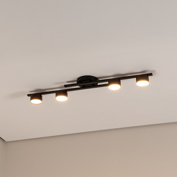 EMIBIG LIGHTING Plafonieră Fragment, negru, lungime 86 cm, metal, 4 becuri., reglabil, Negru, Camera de zi / sufragerie, Metal, Modern