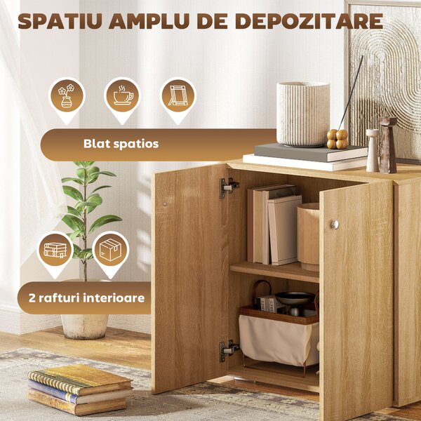 Dulapior Multifunctional cu 2 Usi din Lemn, Manere din Aluminiu, picioare anti-zgariere 70x39x70cm HOMCOM | Aosom Romania