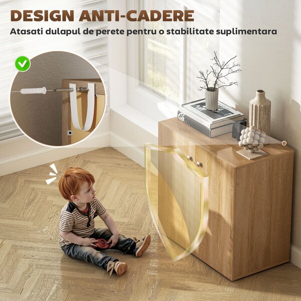 Dulapior Multifunctional cu 2 Usi din Lemn, Manere din Aluminiu, picioare anti-zgariere 70x39x70cm HOMCOM | Aosom Romania