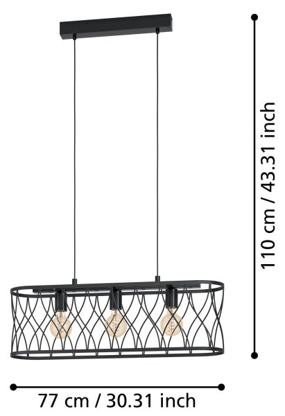 Lustră pe cablu GILTSPUR 3xE27/40W/230V Eglo 43554
