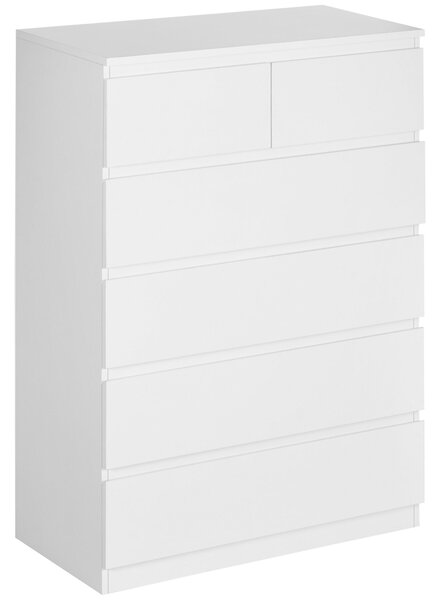 HOMCOM Comodă, Dulap de Depozitare cu 6 Sertare pentru Dormitor, Living, 80x39x115 cm, Alb | Aosom Romania