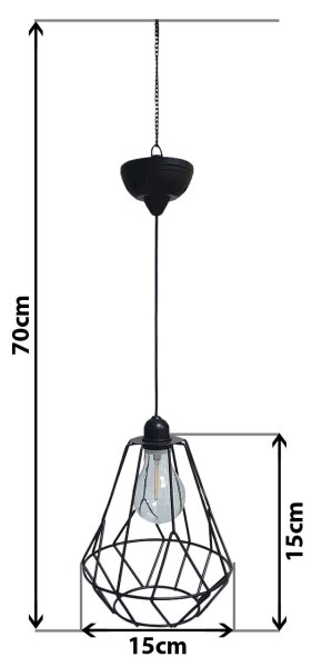 Lustră LED solară pe cablu KATTY 1,2V IP44 300 mAh IP44