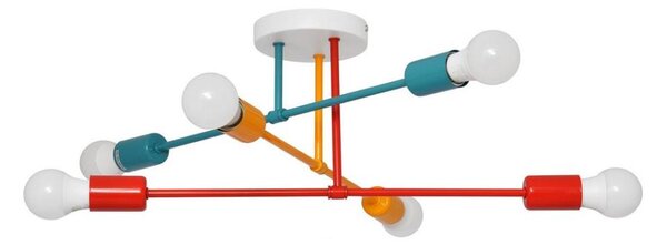 Lustră aplicată CAMBRIDGE 6xE27/20W/230V albastră/roșie/portocalie